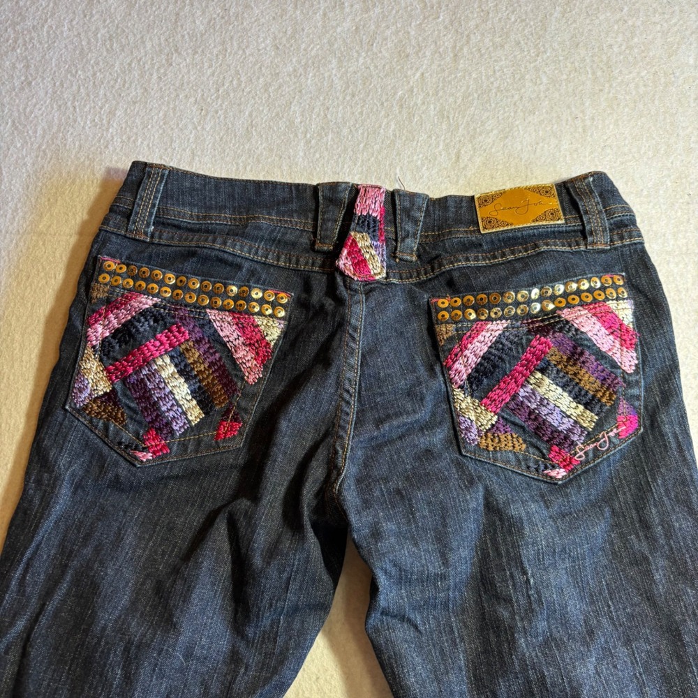 Y2K Sean John Womens Jeans Dark Wash Embellished‎ Pocket Bootcut Size 11